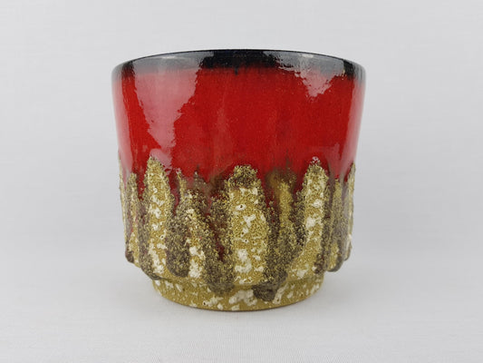 Vintage ES KERAMIK (Emons und Söhne) Overdripped Fat Lava Glaze Planter Cache Flower Pot West German Pottery 1970s