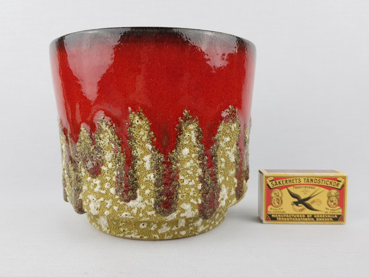 Vintage ES KERAMIK (Emons und Söhne) Overdripped Fat Lava Glaze Planter Cache Flower Pot West German Pottery 1970s