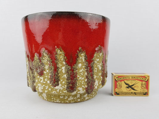 Vintage ES KERAMIK (Emons und Söhne) Overdripped Fat Lava Glaze Planter Cache Flower Pot West German Pottery 1970s