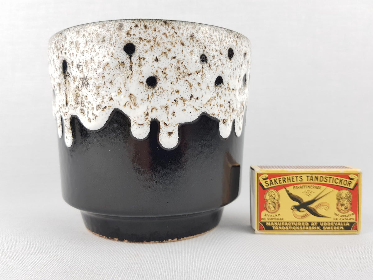 Vintage ES KERAMIK (Emons und Sohne) Black and White Fat Lava Planter Flower Pot West German Pottery 1970s