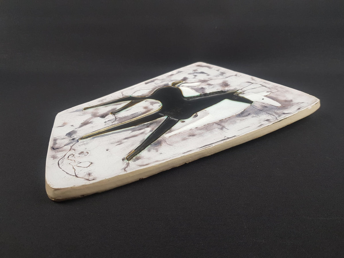 Vintage SCHAFFENACKER ATELIER Studio Art Wall Plate with Horses decor by Helmut Schaffenacker West German Pottery 1950s