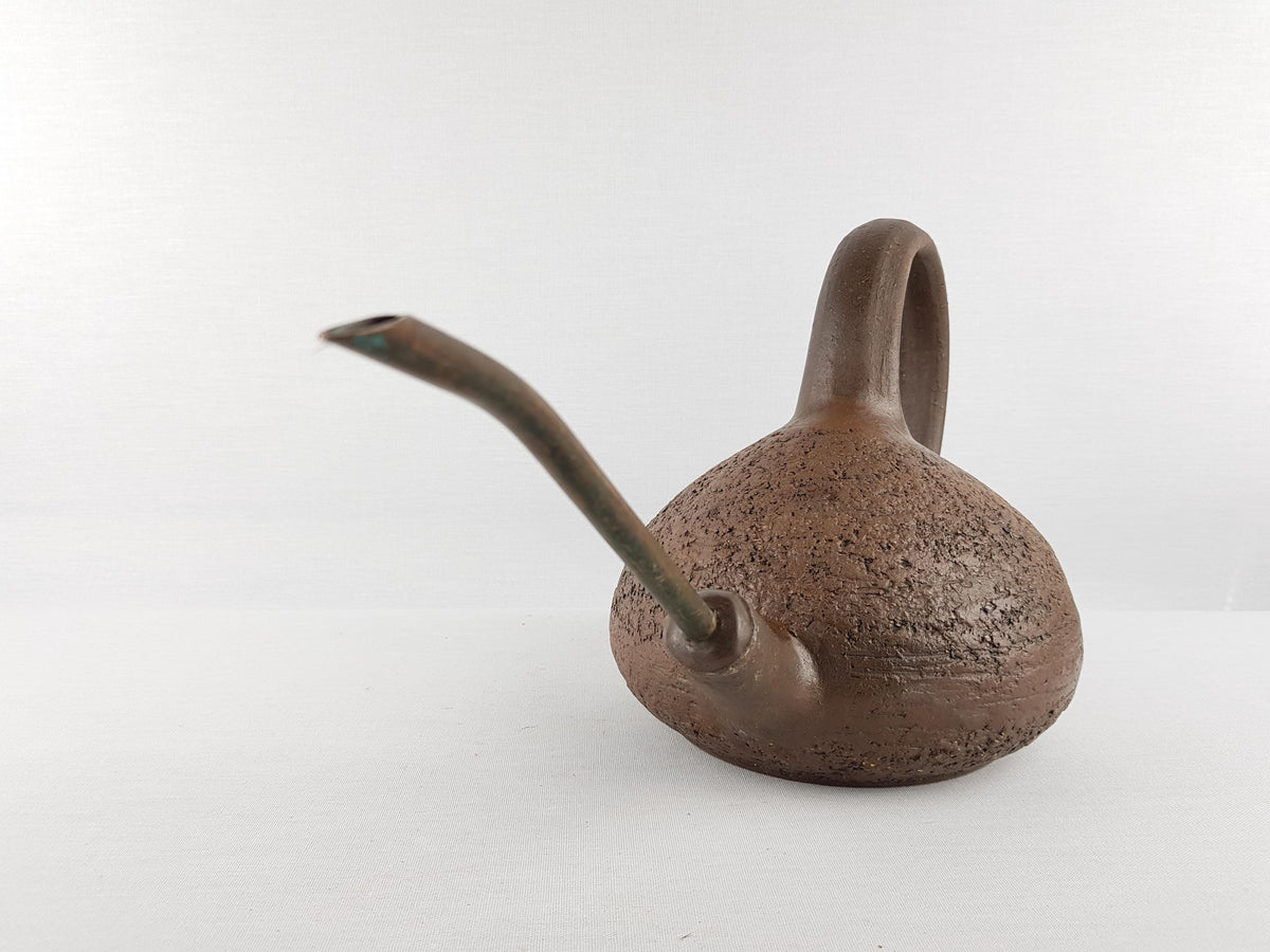 Vintage GERHARD BAUER Studio Pottery Brown Watering Can West Germany 1970s