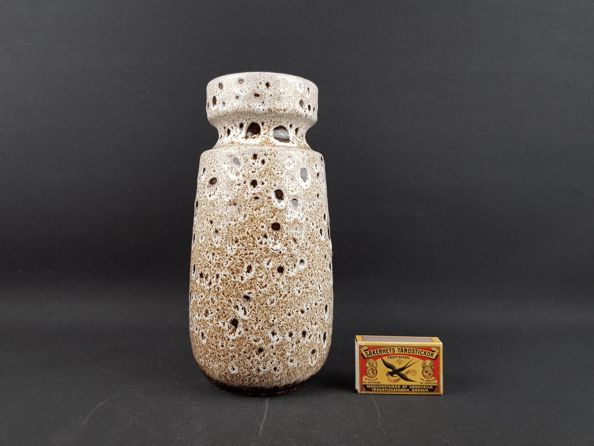 Vintage Scheurich Keramik 242-22 Fat Lava Vase Beige Brown | West German Pottery 1970s | Original Paper Label
