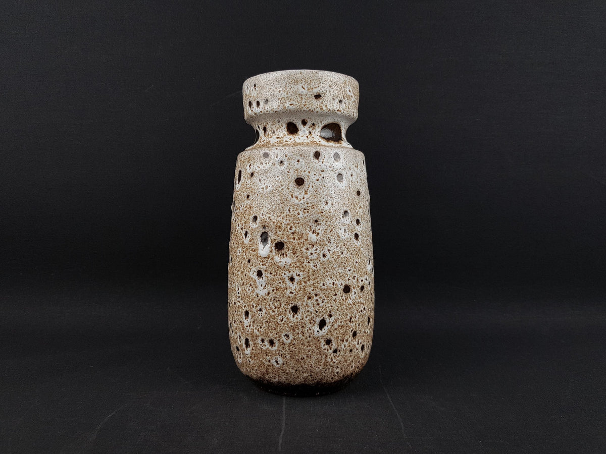 Vintage Scheurich Keramik 242-22 Fat Lava Vase Beige Brown | West German Pottery 1970s | Original Paper Label