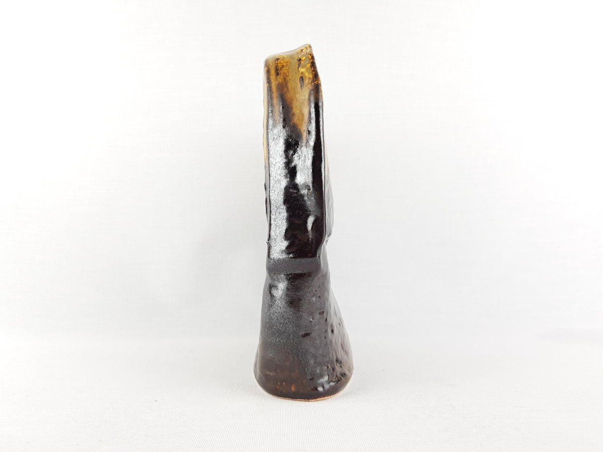 Vintage STEULER KERAMIK Brown Fat Lava Slab Vase by Heiner Balzar Objekte Series 910 West German Pottery 1980s