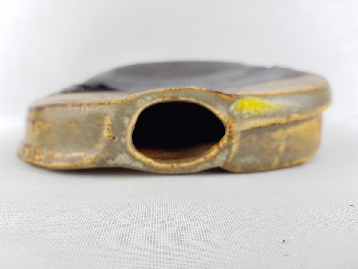 Vintage STEULER KERAMIK Brown Fat Lava Slab Vase by Heiner Balzar Objekte Series 910 West German Pottery 1980s