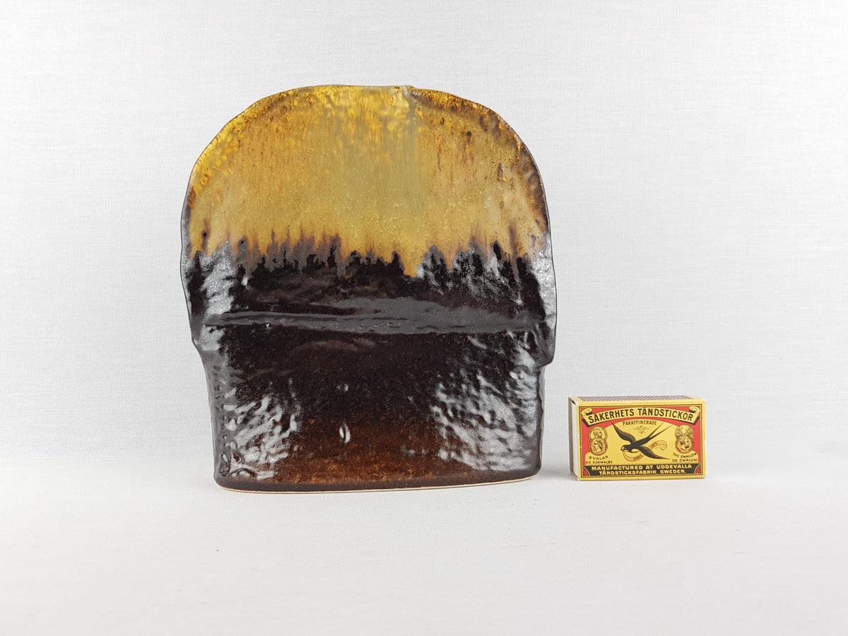 Vintage STEULER KERAMIK Brown Fat Lava Slab Vase by Heiner Balzar Objekte Series 910 West German Pottery 1980s