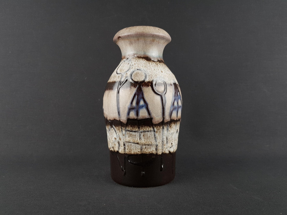 Vintage SCHEURICH KERAMIK Brown and Beige Vase 208/21 West German Pottery 1970s