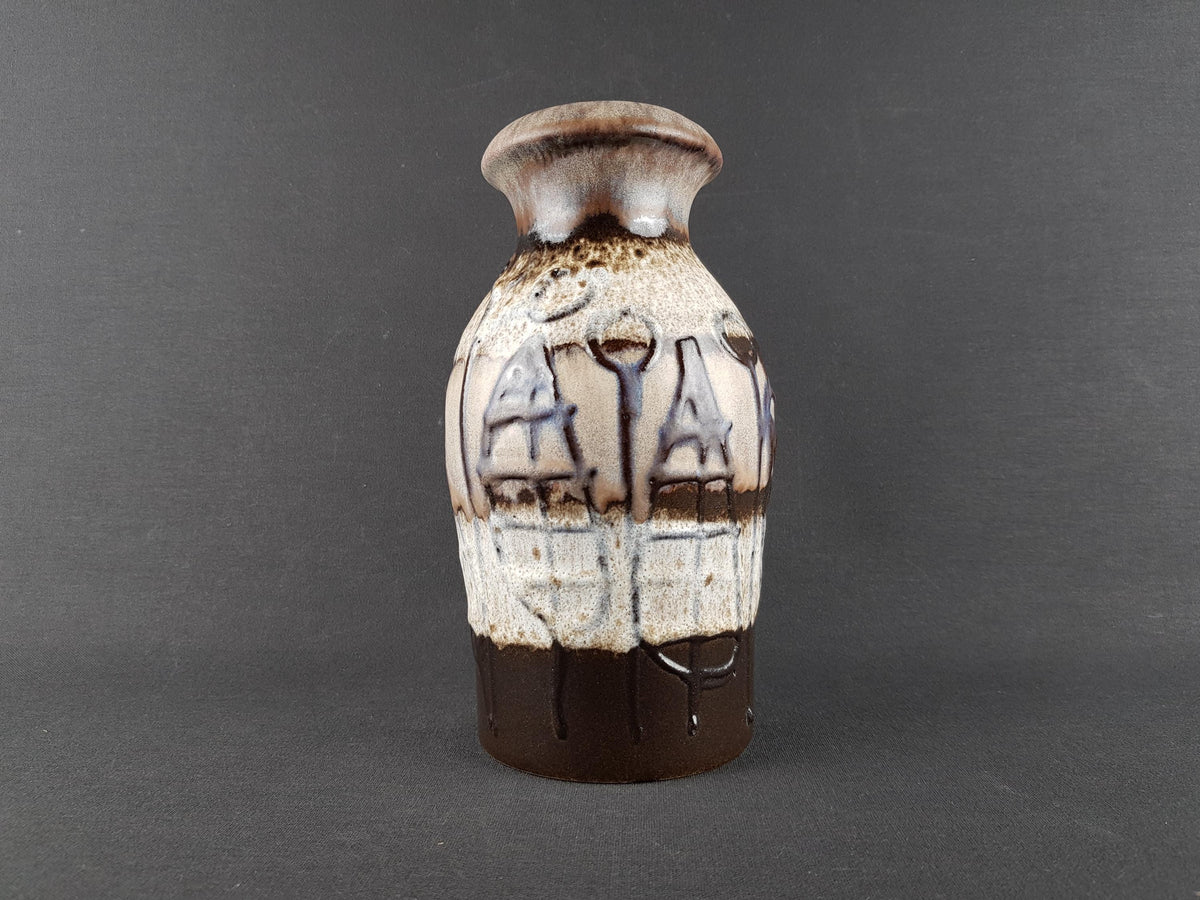Vintage SCHEURICH KERAMIK Brown and Beige Vase 208/21 West German Pottery 1970s