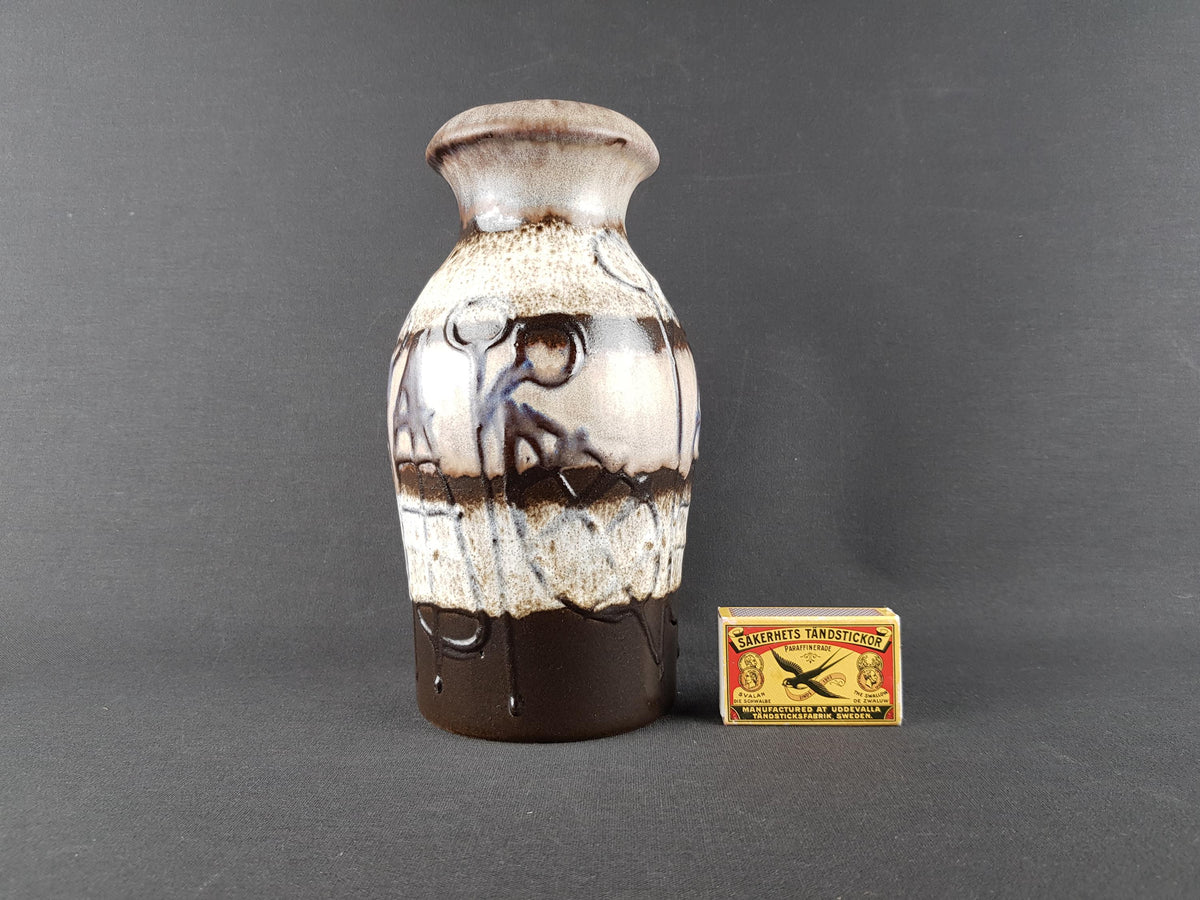 Vintage SCHEURICH KERAMIK Brown and Beige Vase 208/21 West German Pottery 1970s
