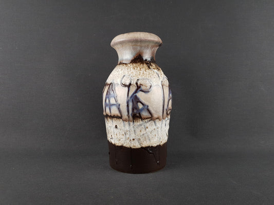 Vintage SCHEURICH KERAMIK Brown and Beige Vase 208/21 West German Pottery 1970s