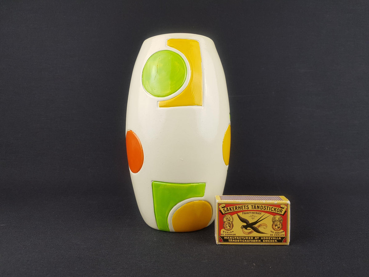 Vintage English Pottery Vase likely POOLE POTTERY with incised pattern