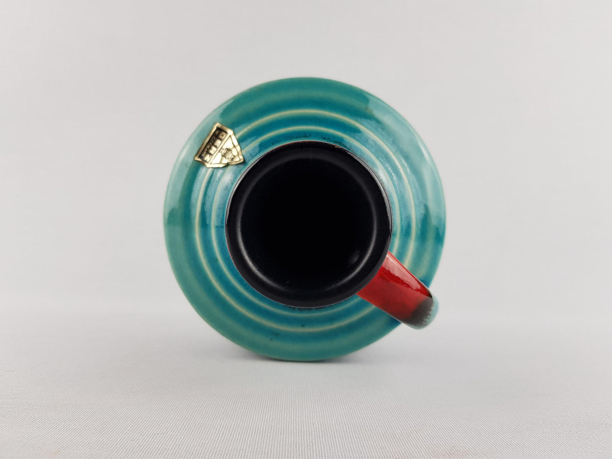 Vintage GERZ KERAMIK (Simon Peter Gerz) Blue and Red Jug Vase 804-15 West Germany 1970s