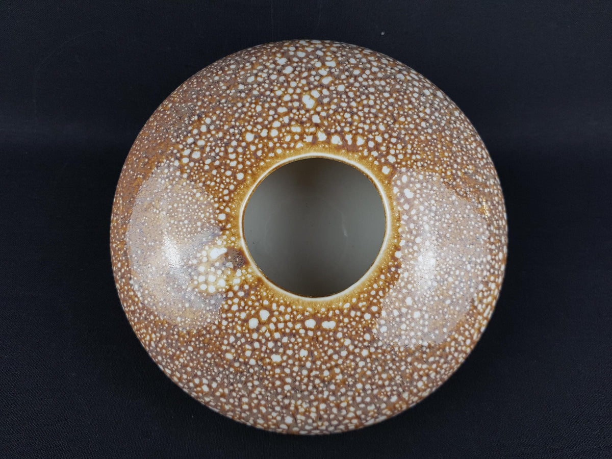 Vintage VILLEROY and BOCH Vase Brown and White Speckled pattern China 1748 West Germany 1970s