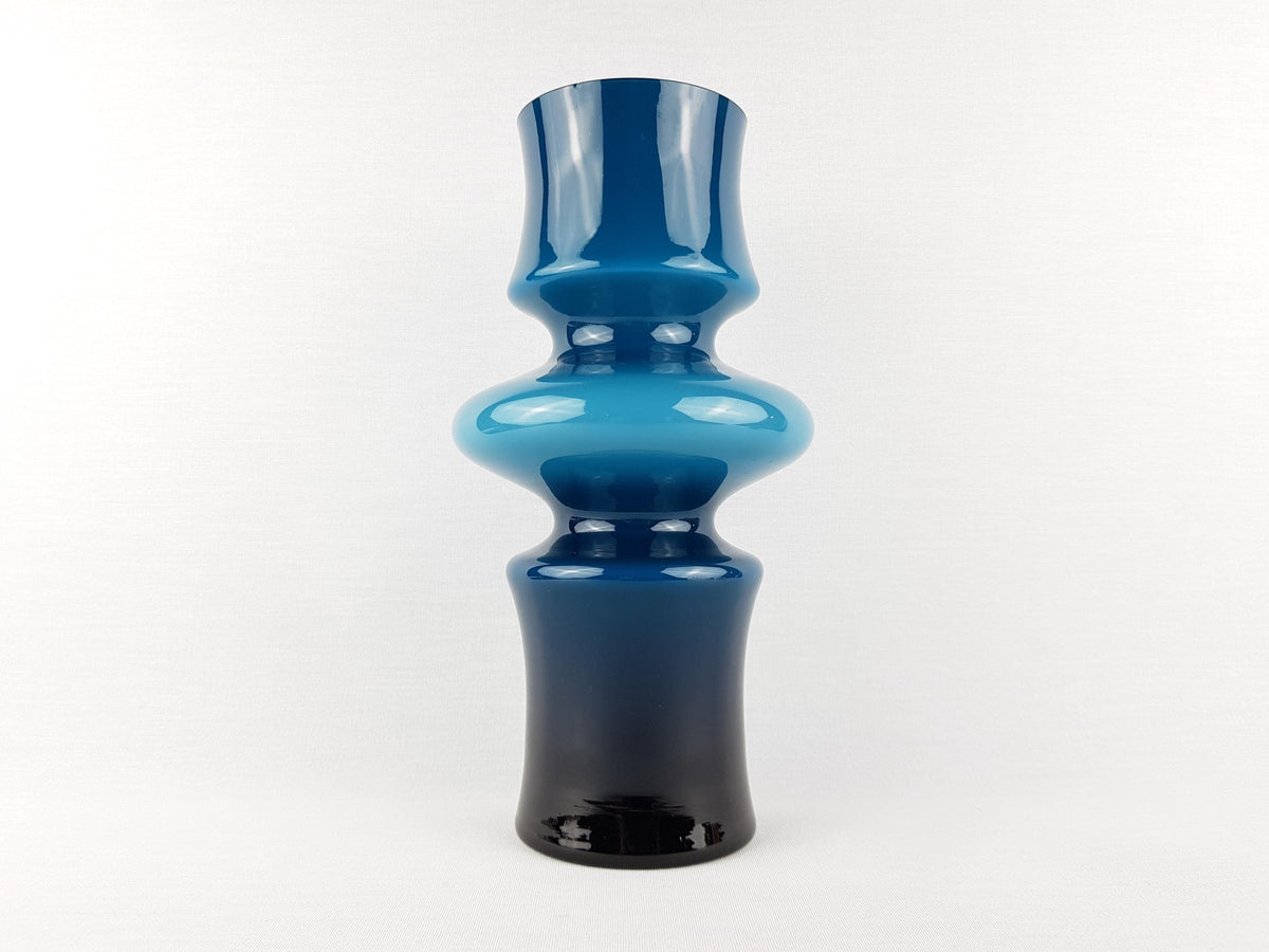 Vintage ASEDA GLASS Blue Vase by Bo Borgstrom From Sweden Scandinavia 1960s