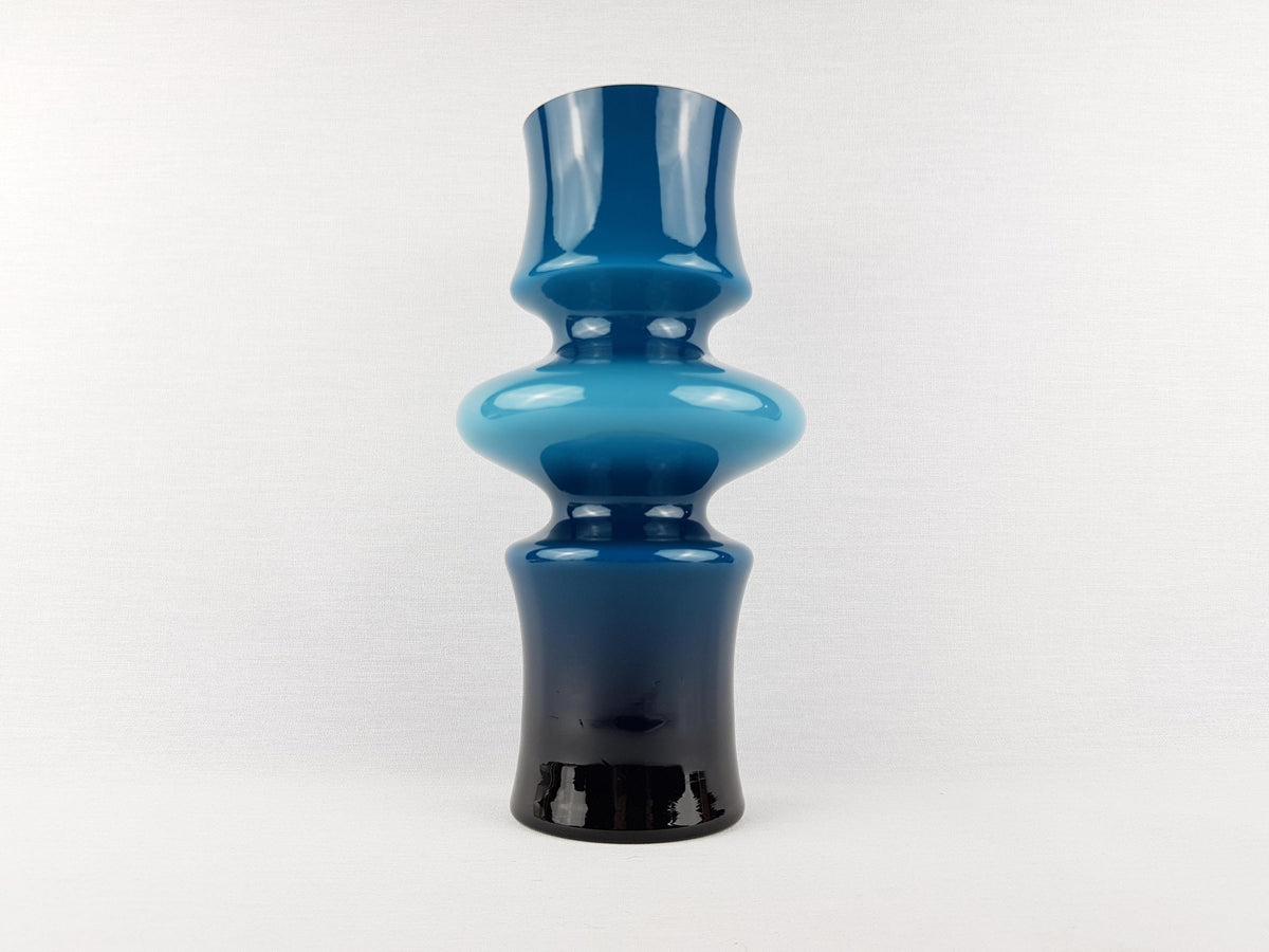Vintage ASEDA GLASS Blue Vase by Bo Borgstrom From Sweden Scandinavia 1960s