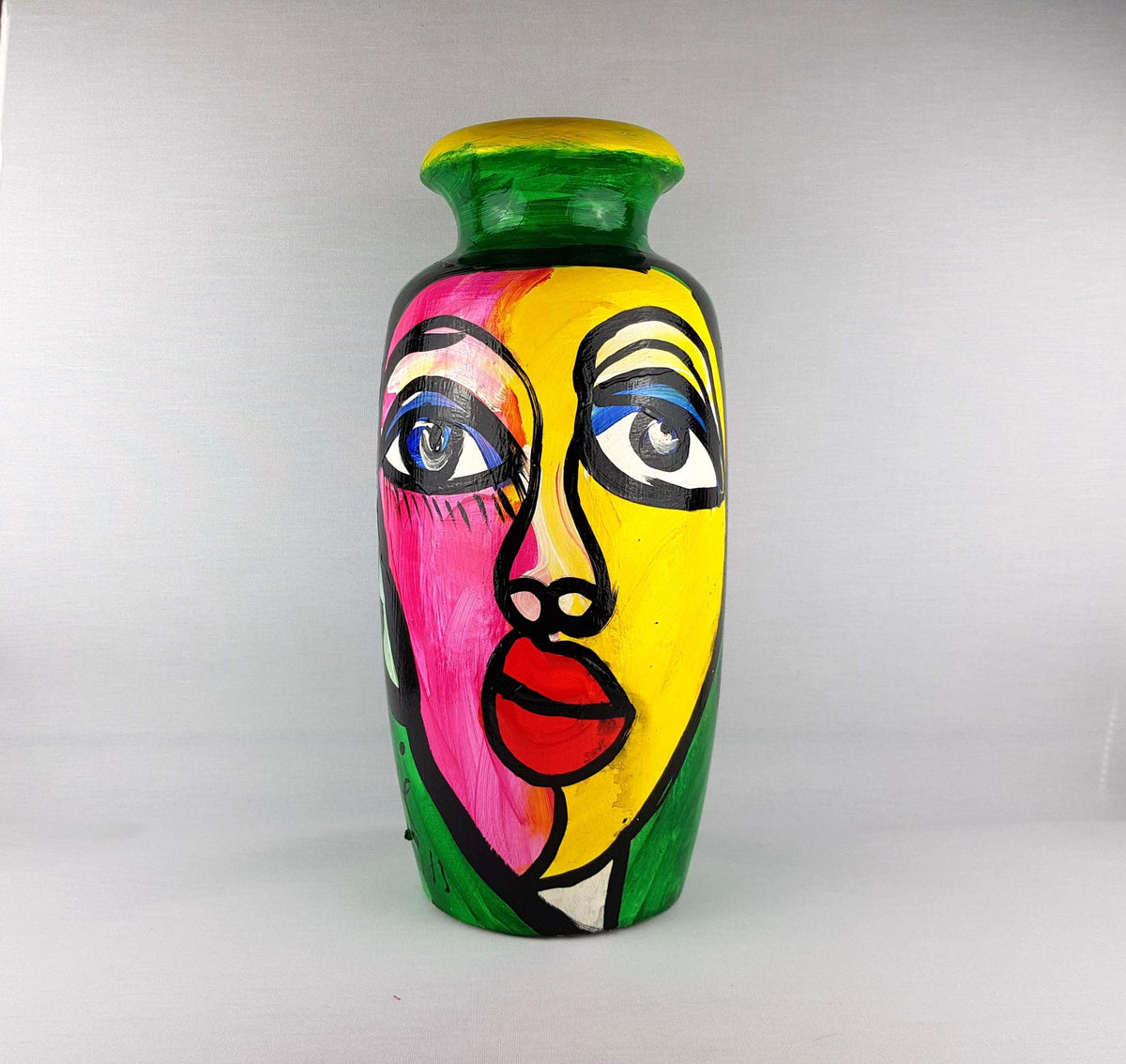 Vintage PETER ROBERT KEIL Hand Painted Scheurich Vase Surrealistic Abstract Art Berlin 1983