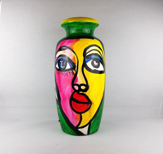 Vintage PETER ROBERT KEIL Hand Painted Scheurich Vase Surrealistic Abstract Art Berlin 1983