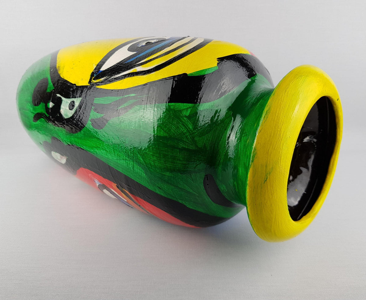 Vintage PETER ROBERT KEIL Hand Painted Scheurich Vase Surrealistic Abstract Art Berlin 1983