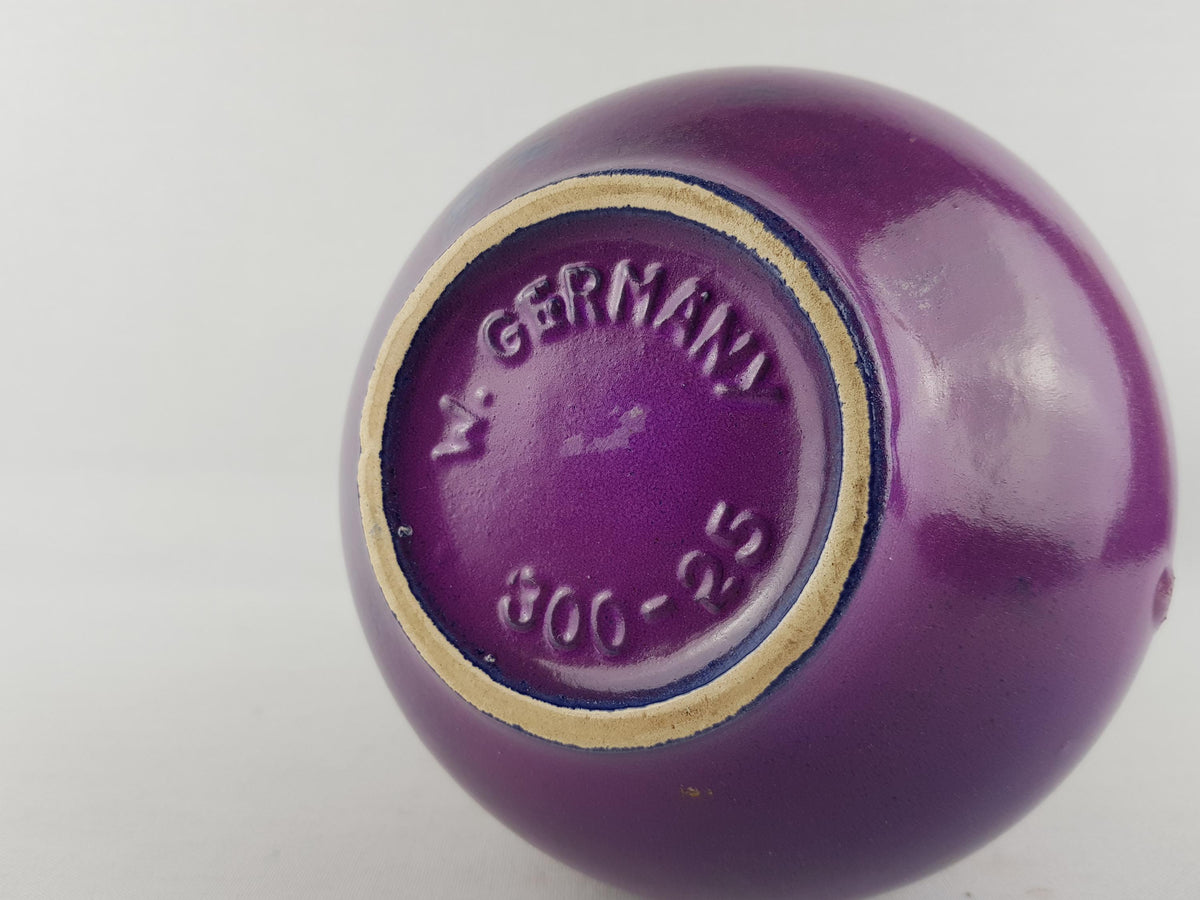 Vintage FOHR KERAMIK Purple Vase 300 25 With Metallic Brown Decor West German Pottery 1960s 1970s