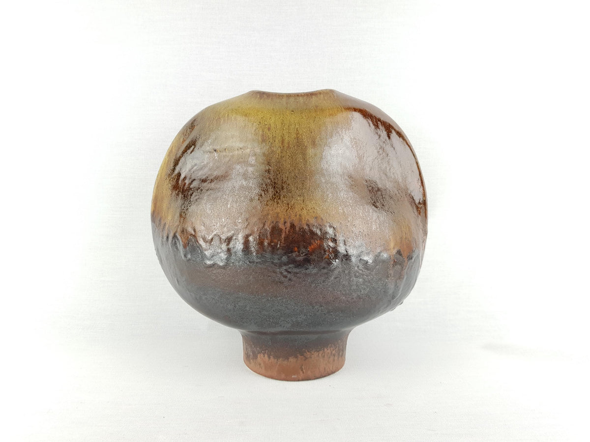 Vintage Brown STEULER KERAMIK Brown Vase 914 by Heiner Balzar Objekte Series 1980s