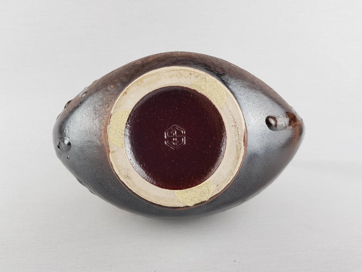 Vintage Brown STEULER KERAMIK Brown Vase 914 by Heiner Balzar Objekte Series 1980s