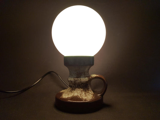 Vintage JOPEKO KERAMIK Brown Green and White Fat Lava Table Lamp West German Pottery 1970s
