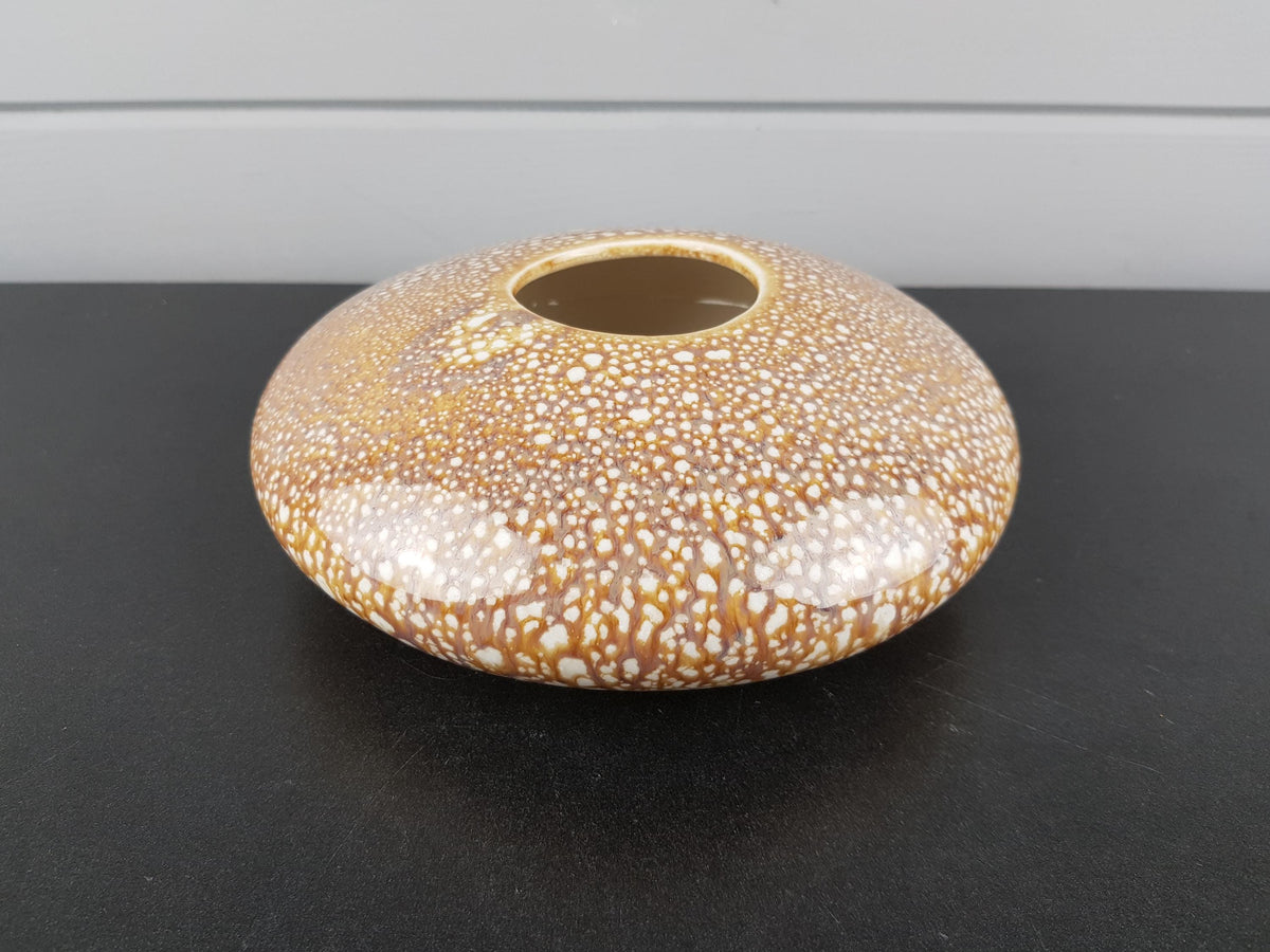 Vintage VILLEROY and BOCH Vase Brown and White Speckled pattern China 1748 West Germany 1970s