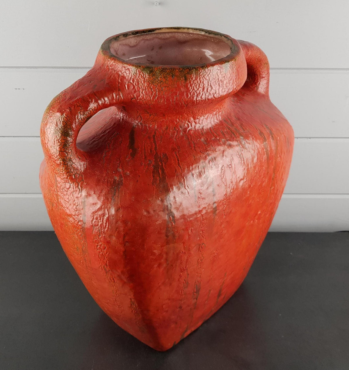 Vintage RUSCHA KERAMIK Floor Vase with VULKANO decor by Kurt Tschorner 67 West German Pottery 1960s