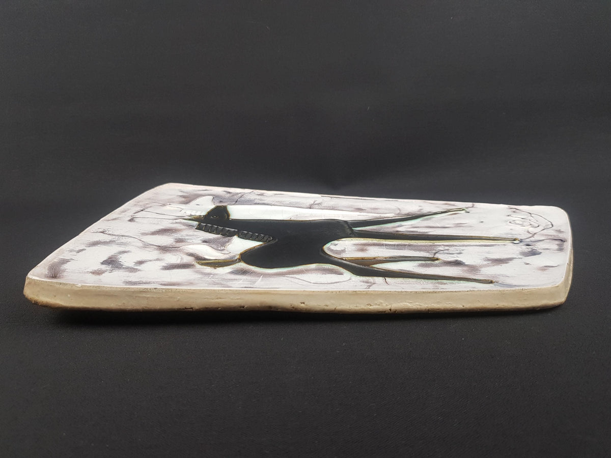 Vintage SCHAFFENACKER ATELIER Studio Art Wall Plate with Horses decor by Helmut Schaffenacker West German Pottery 1950s