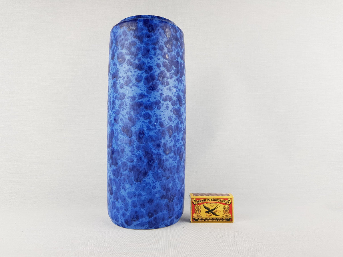 Vintage SCHEURICH KERAMIK Blue Mottled Vase 532-28 West German Pottery 1960s
