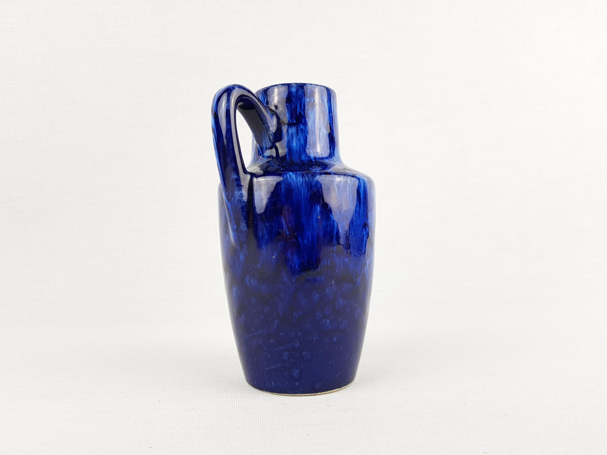 Vintage SCHEURICH KERAMIK Blue Vase with Drip Glaze 405-13.5 West German Pottery 1970s