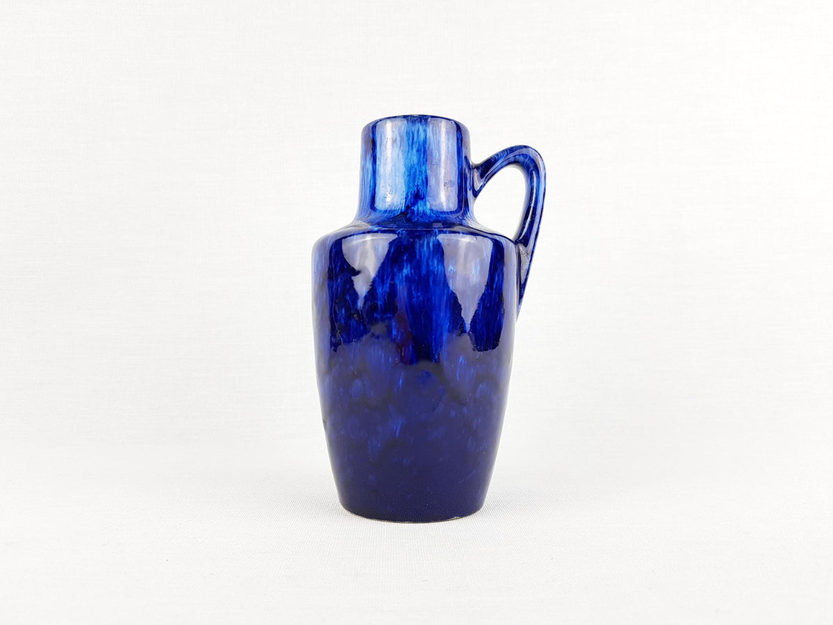 Vintage SCHEURICH KERAMIK Blue Vase with Drip Glaze 405-13.5 West German Pottery 1970s