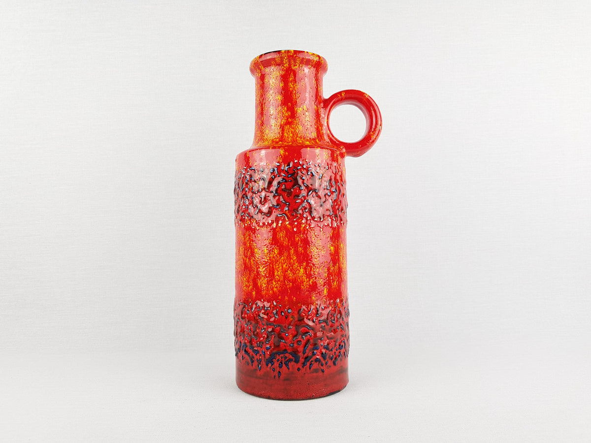 Vintage SCHEURICH KERAMIK Fat Lava Vase 401-28 Orange Red West German Pottery 1970s MCM