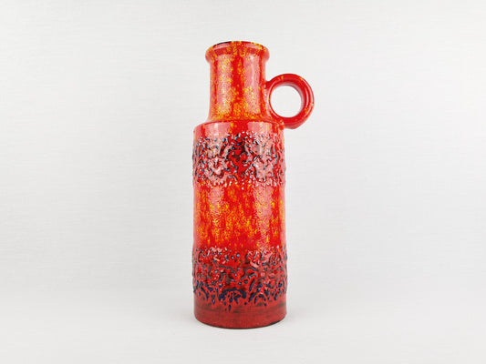 Vintage SCHEURICH KERAMIK Fat Lava Vase 401-28 Orange Red West German Pottery 1970s MCM
