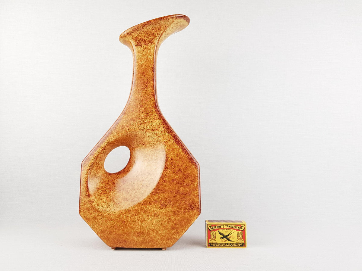 Vintage BERTONCELLO Stylish Vase with 'Screziato Tabacco' glaze 979 Italian Pottery 1970s