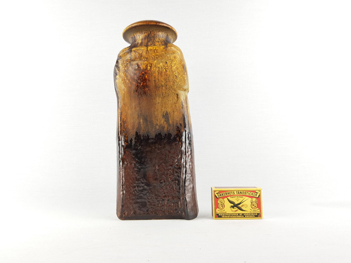 Vintage STEULER KERAMIK Brown Fat Lava Vase by Heiner Balzar Objekte Series 912 West German Pottery 1980s