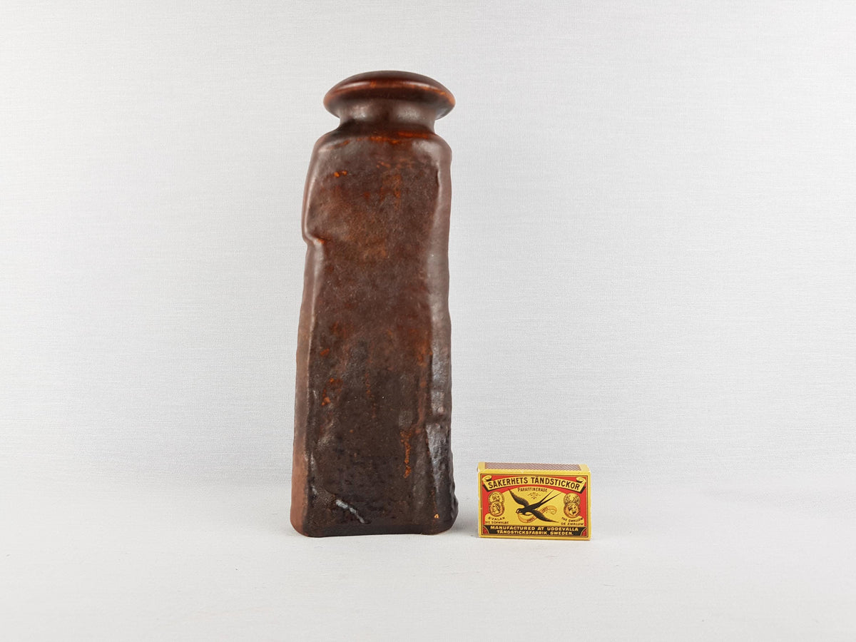 Vintage STEULER KERAMIK Brown Fat Lava Vase by Heiner Balzar Objekte Series 912 West German Pottery 1980s