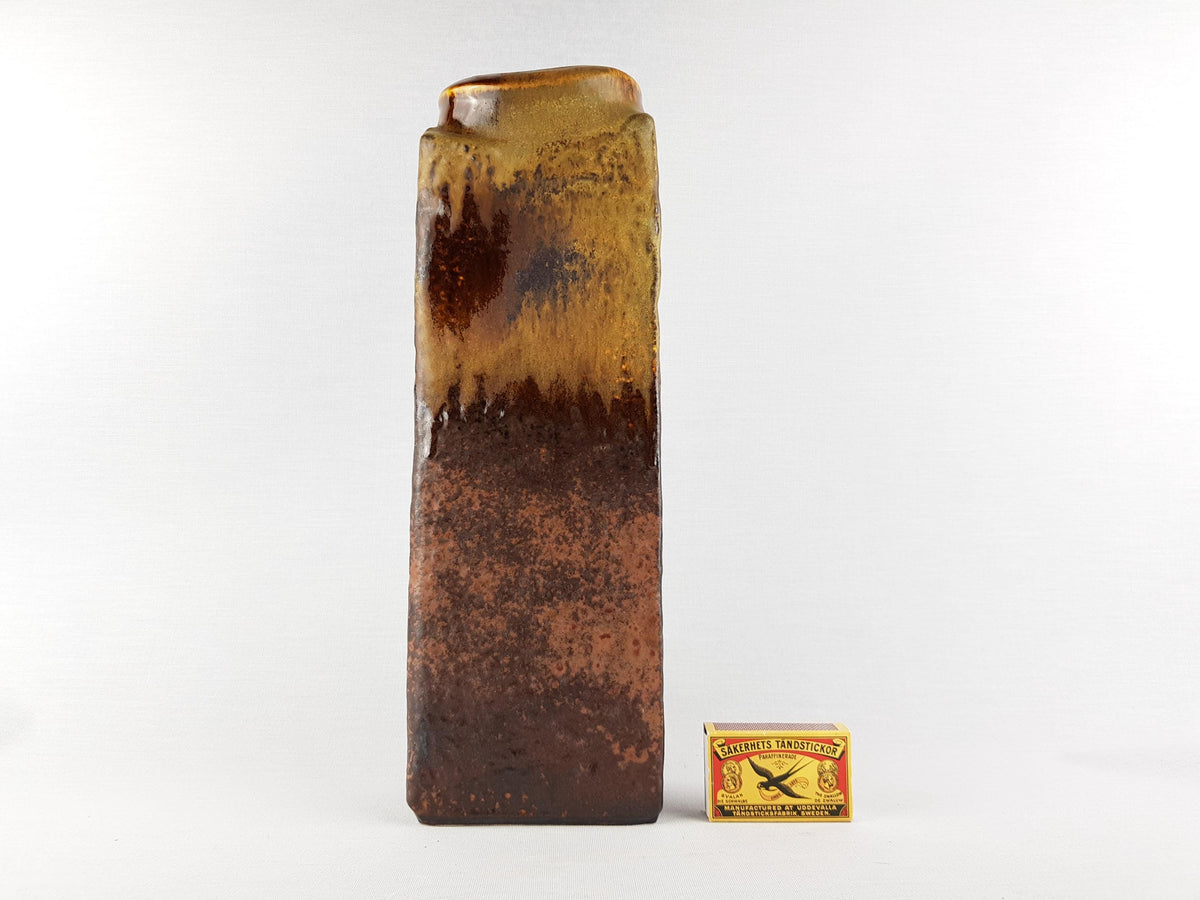 Vintage STEULER KERAMIK Brown Fat Lava Vase by Heiner Balzar Objekte Series 913 West German Pottery 1980s