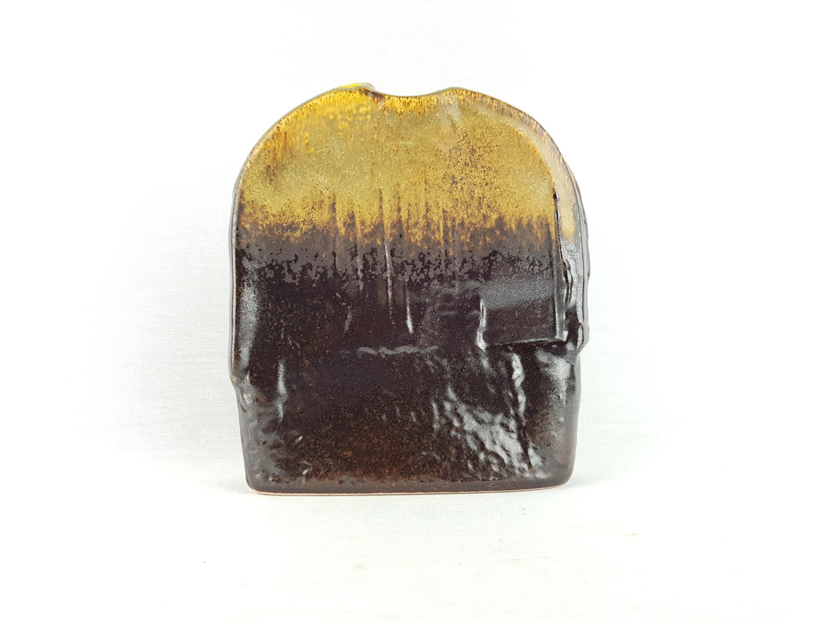 Vintage STEULER KERAMIK Brown Fat Lava Slab Vase by Heiner Balzar Objekte Series 910 West German Pottery 1980s