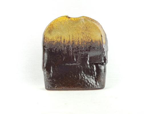 Vintage STEULER KERAMIK Brown Fat Lava Slab Vase by Heiner Balzar Objekte Series 910 West German Pottery 1980s