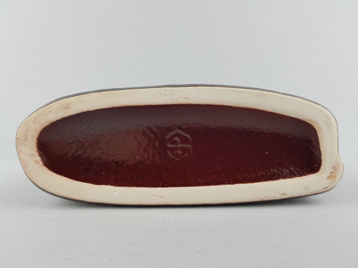 Vintage STEULER KERAMIK Brown Fat Lava Slab Vase by Heiner Balzar Objekte Series 910 West German Pottery 1980s