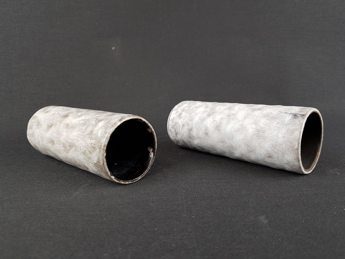 Vintage CERAMANO Set of 2 Grey Vases with Arktis Decor 111/1 West German Pottery 1960s Hanns Welling