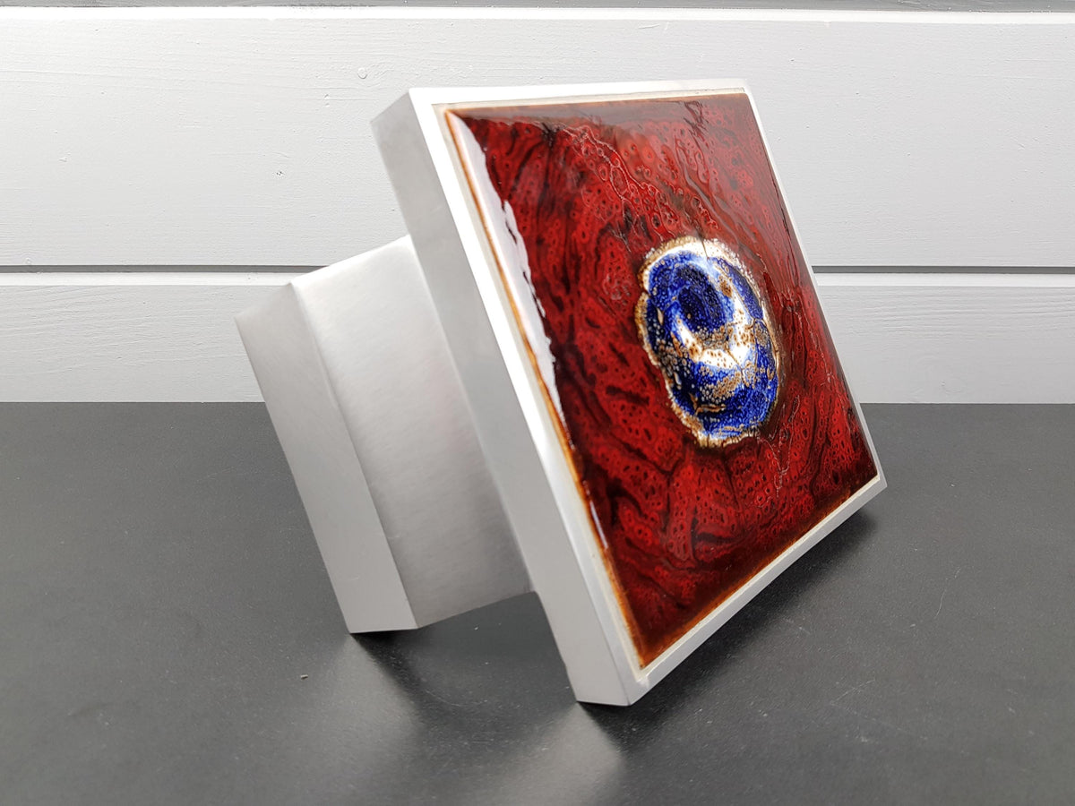 Unique Vintage Door Handle With Ceramic Tile | Belgian Mid Century Design (1950 1970)
