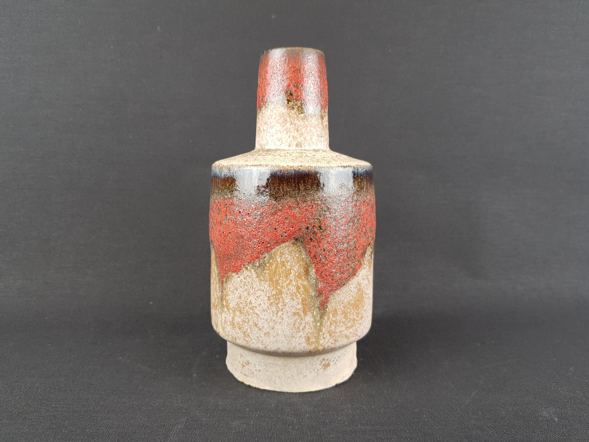 Vintage RUSCHA KERAMIK Beige and Red Vase R18 West German Pottery 1970s