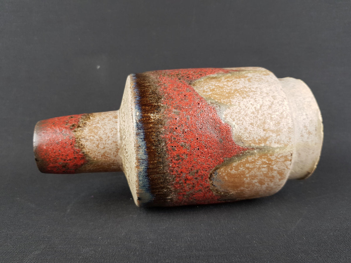 Vintage RUSCHA KERAMIK Beige and Red Vase R18 West German Pottery 1970s