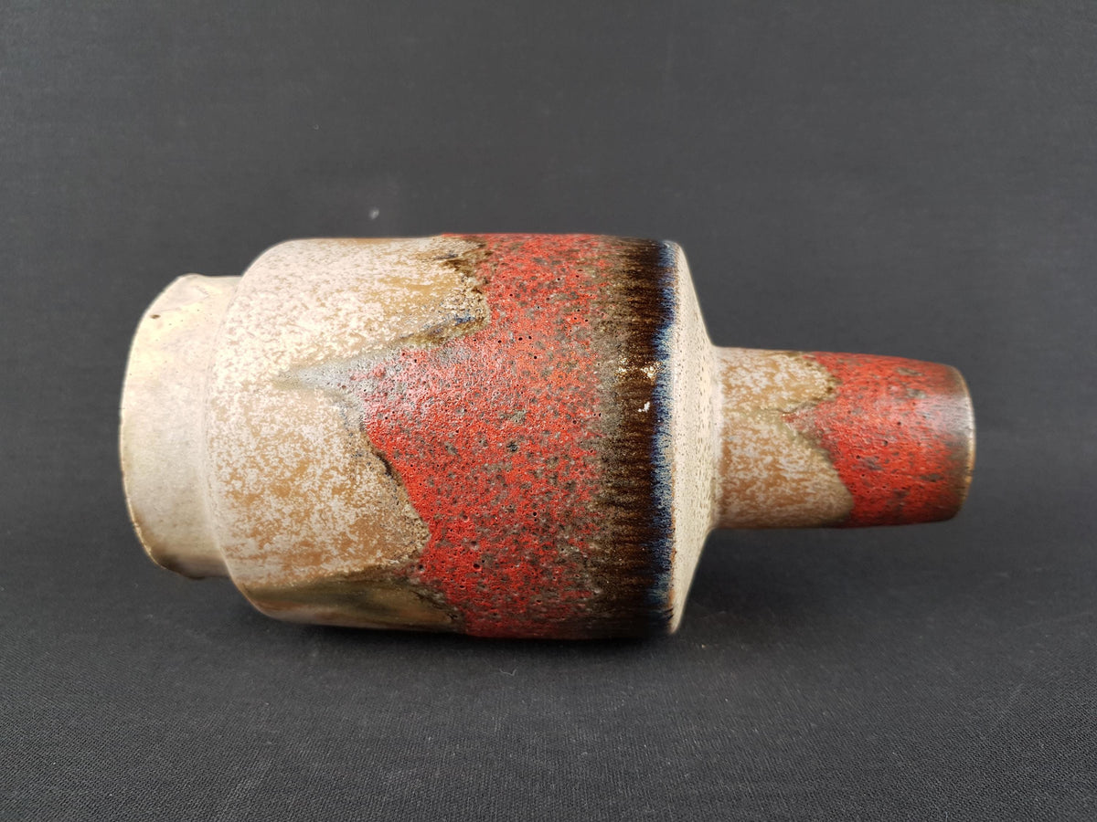 Vintage RUSCHA KERAMIK Beige and Red Vase R18 West German Pottery 1970s