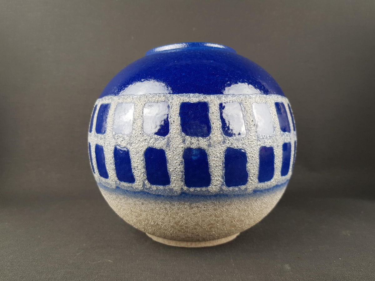 Vintage CARSTENS KERAMIK Blue Ball Vase 1237-18 West German Pottery 1960s