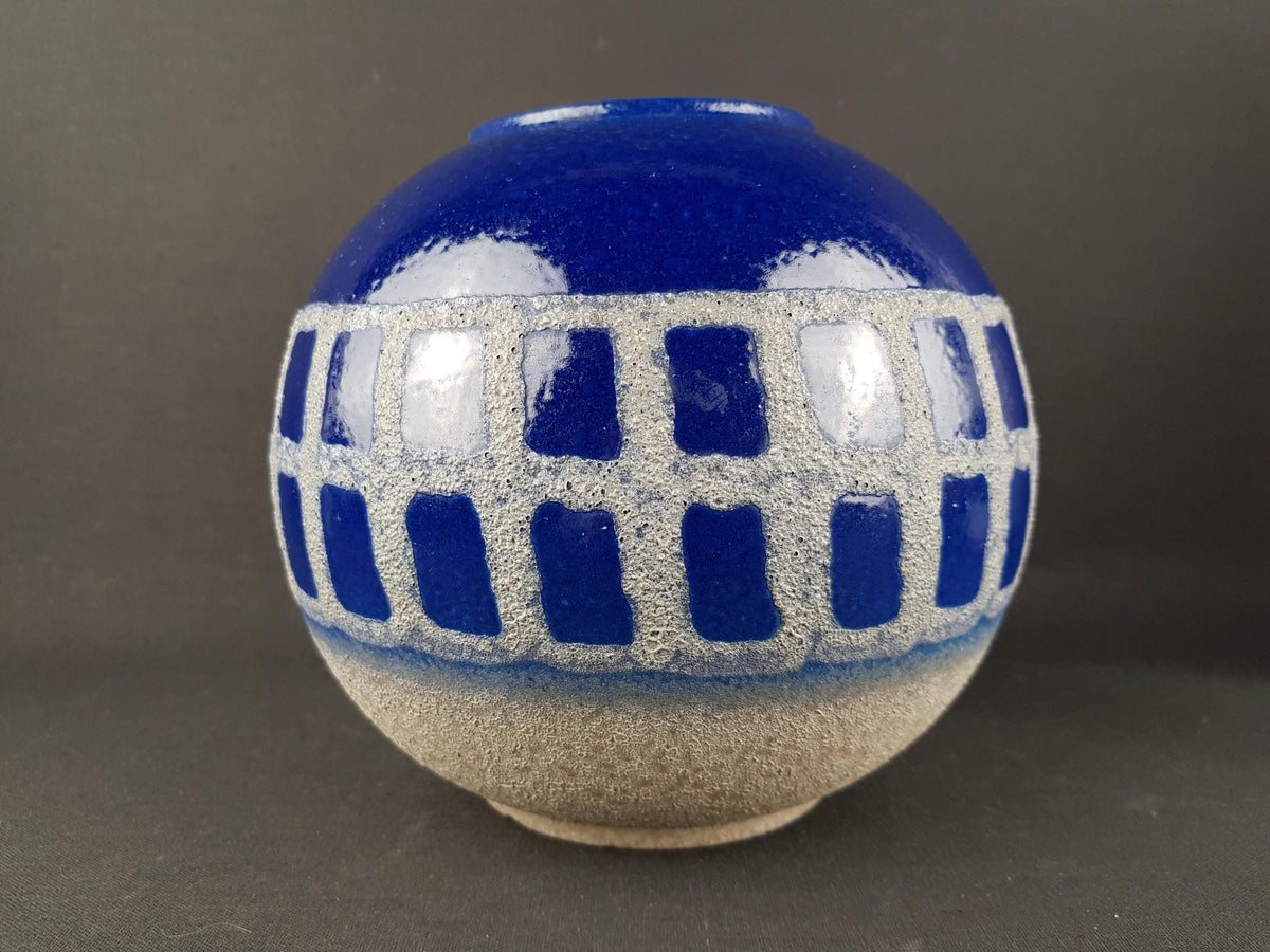 Vintage CARSTENS KERAMIK Blue Ball Vase 1237-18 West German Pottery 1960s