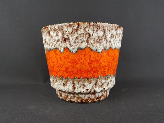 Vintage JOPEKO KERAMIK Orange and Brown Fat Lava planter West German Pottery 1970s